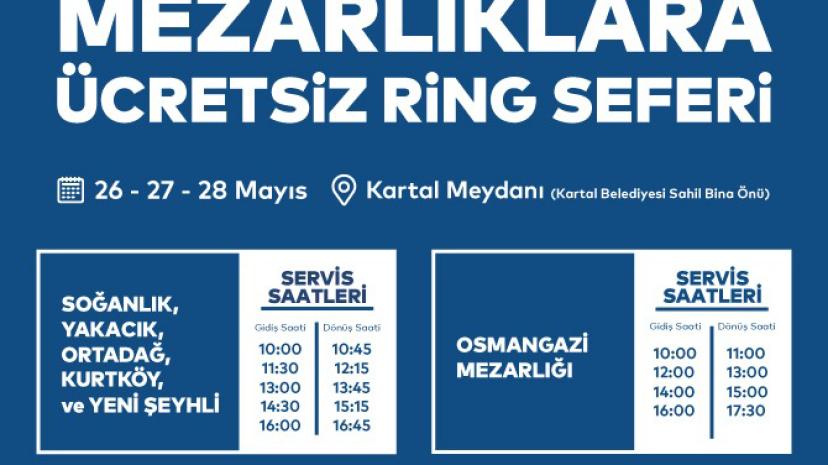 Kartal Belediyesi’nden Kurban Bayramı’nda Mezarlıklara Ücretsiz Ulaşım