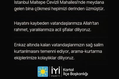 İYİ Parti Kartal’dan Taziye Mesajı